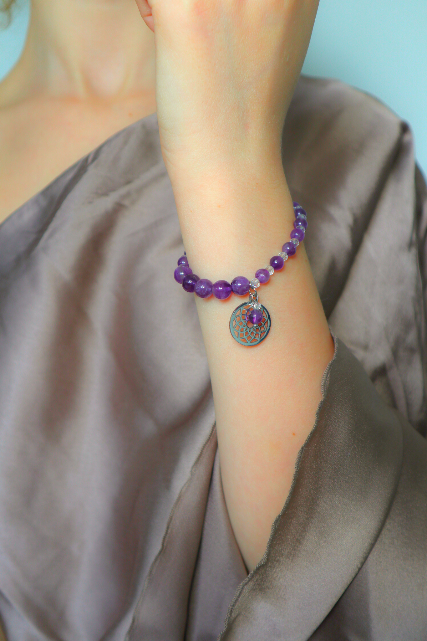Ametist armband - SARAH - kronchakra